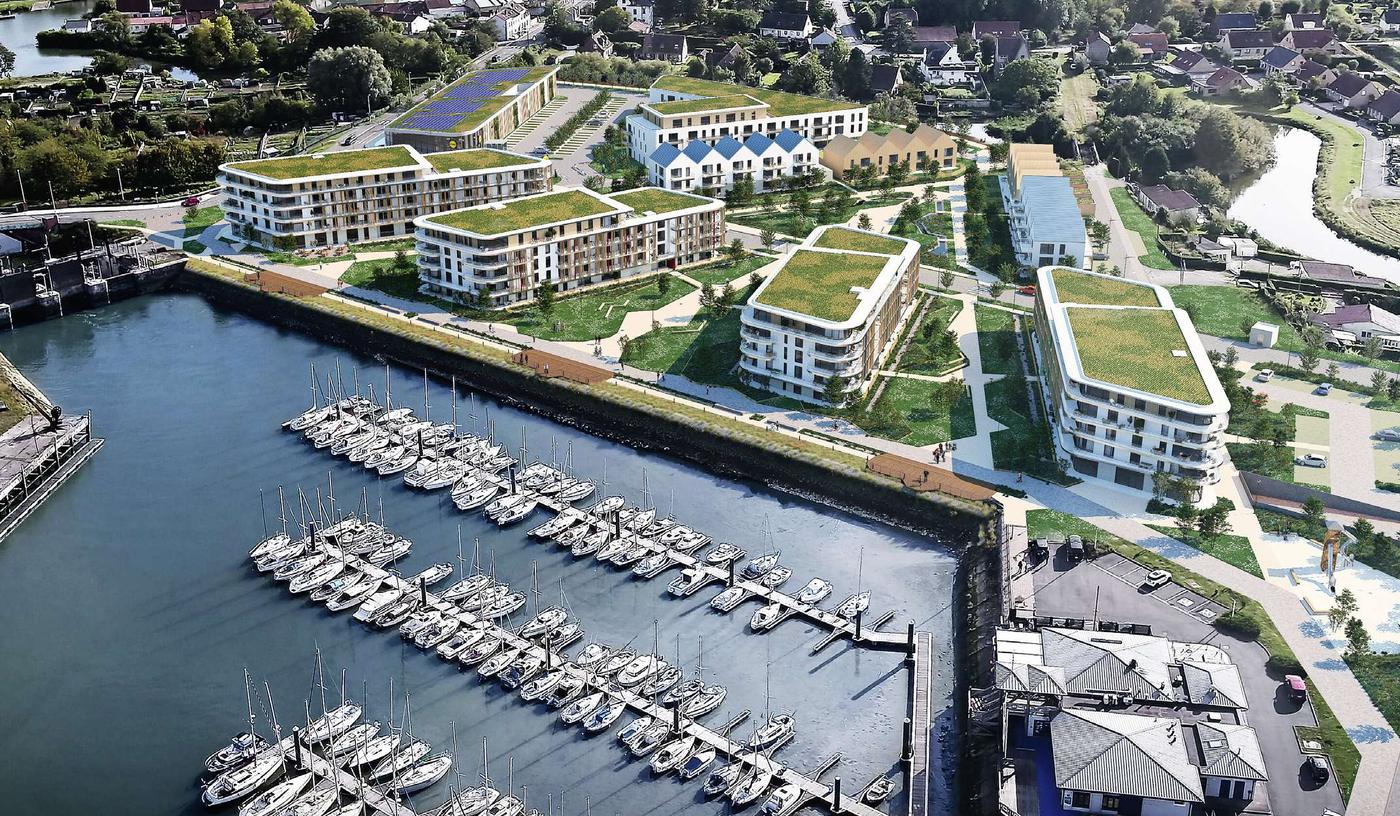 LA MARINA, Gravelines — 1 187 logements collectifs, 3 cellules commerciales, 30 logements semi-collectifs, 10 maisons individuelles et une résidence sénior de 68 appartements